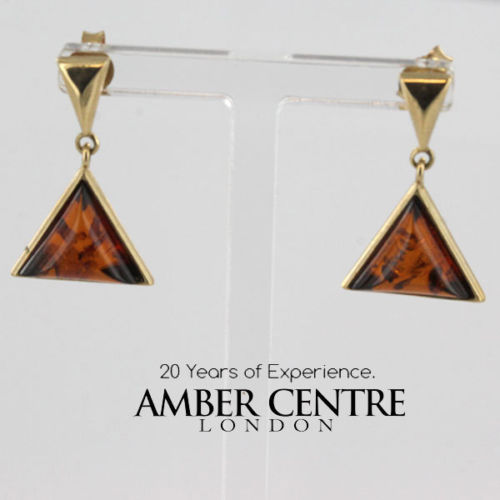 Italian Made Unique German Baltic Amber 9ct Gold Drop Earrings GE0265 RRP£275!!!