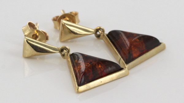 Italian Made Unique German Baltic Amber 9ct Gold Drop Earrings GE0265 RRP£275!!!