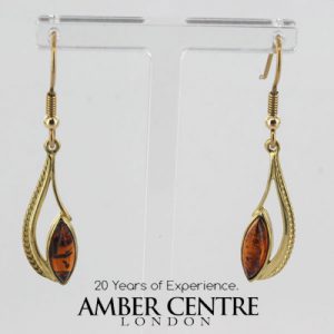 Italian Made Unique German Baltic Amber 9ct Gold Drop Earrings GE0267 RRP£170!!!