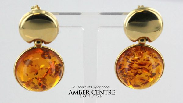 Italian Made Unique German Baltic Amber 9ct Gold Drop Earrings- GE0272 RRP£475!!