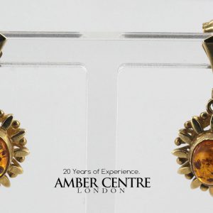 Italian Made German Baltic Amber in 9ct Gold Drop Earrings GE0283 RRP£295!!!