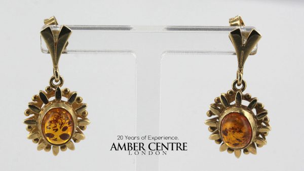 Italian Made German Baltic Amber in 9ct Gold Drop Earrings GE0283 RRP£295!!!