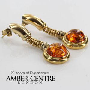 Italian Made Unique German Baltic Amber in 14ct Gold Drop Earrings GE0375 RRP£1000!!!