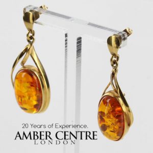 Italian Hand Made Elegant German Baltic Amber in 14ct Gold Drop Earrings GE0380 RRP£800!!!