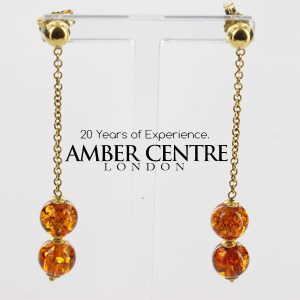 Italian Made Unique German Baltic Amber in solid 14ct Gold Drop Earrings GE0389 RRP£395!!!