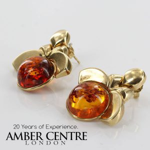 Italian Hand Made Unique German Baltic Amber in 14ct Gold Earrings GE0406 RRP£1000!!!