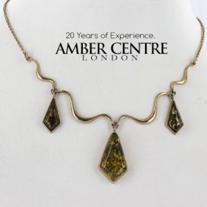 Italian Made Green German Baltic Amber Necklace in 9ct solid Gold- GN0011G RRP£750!!!