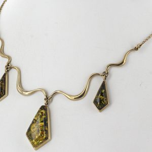 Italian Made Green German Baltic Amber Necklace in 9ct solid Gold- GN0011G RRP£750!!!