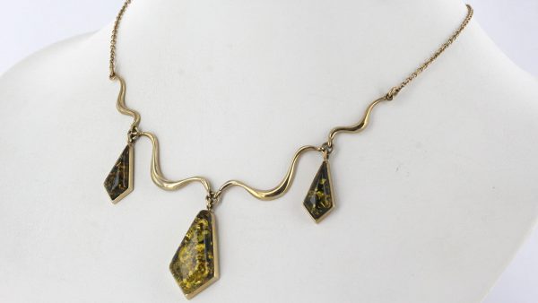 Italian Made Green German Baltic Amber Necklace in 9ct solid Gold- GN0011G RRP£750!!!
