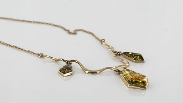 Italian Made Green German Baltic Amber Necklace in 9ct solid Gold- GN0011G RRP£750!!!