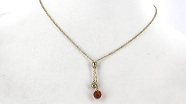Italian Made "Love" German Baltic Amber Necklace with 9ct solid Gold- GN0115 RRP£255!!!