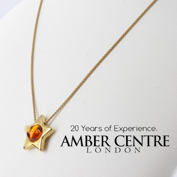 Italian Hand Made Star Baltic Amber Necklace in 14ct solid Gold- GN0182 RRP£625!!!