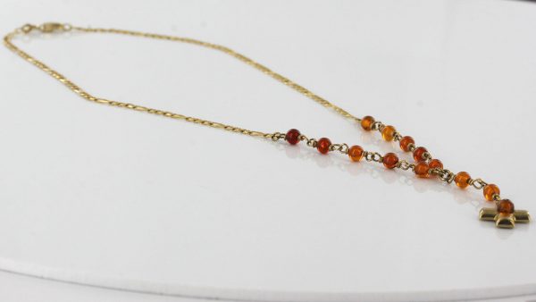 Italian Hand Made German Baltic Amber Cross Necklace 9ct solid Gold-GN0109 RRP£475!!