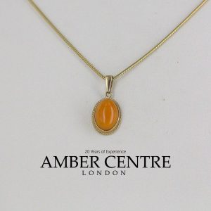 Antique Deep Butterscotch German Baltic Amber Pendant In 9ct Italian solid Gold GP0011Y RRP£195!!!