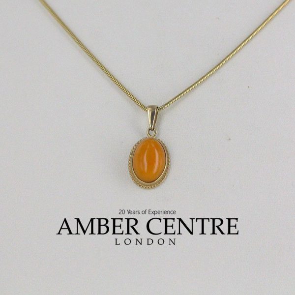 Antique Deep Butterscotch German Baltic Amber Pendant In 9ct Italian solid Gold GP0011Y RRP£195!!!