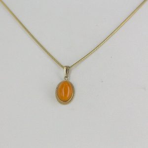 Antique Deep Butterscotch German Baltic Amber Pendant In 9ct Italian solid Gold GP0011Y RRP£195!!!