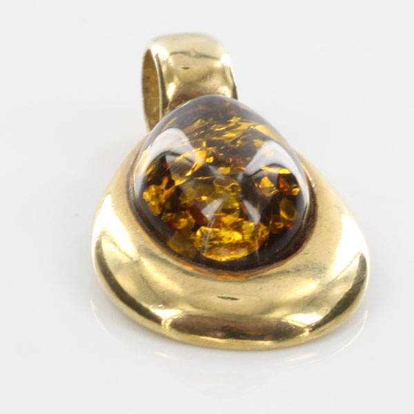 Italian Made Modern German Green Baltic Amber Pendant in 9ct Gold GP0012G RRP£195!!!