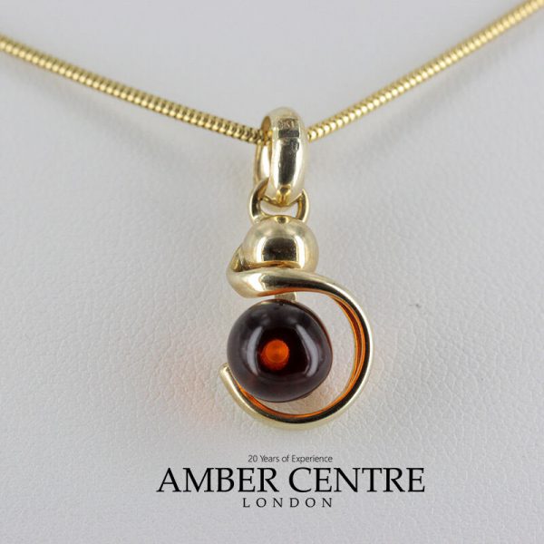 Italian Made Modern German Baltic Amber Pendant in 9ct solid Gold GP0013 RRP£175!!!