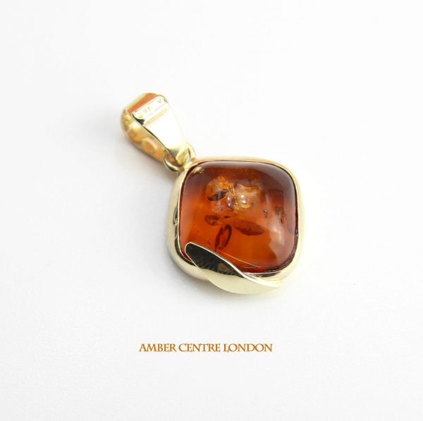 Italian Made Modern Elegant German Baltic Amber Pendant in 9ct solid Gold GP0015 RRP£175!!!