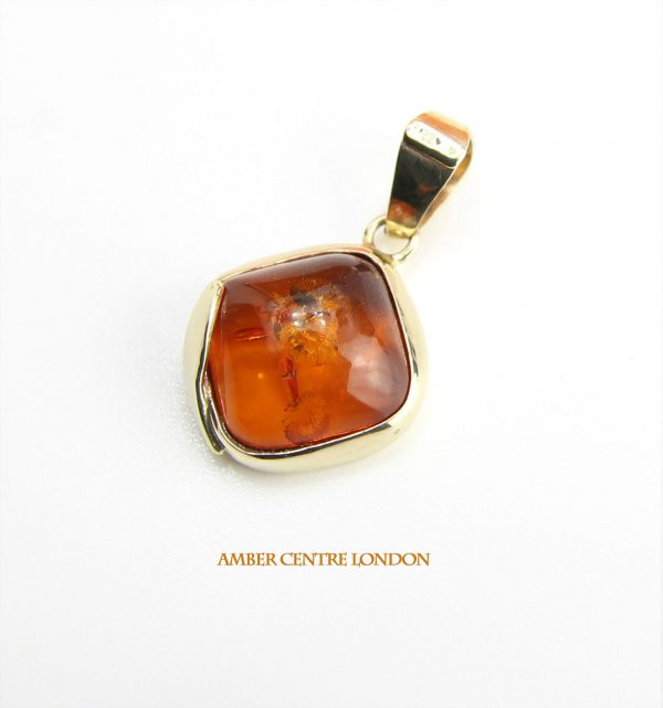 Italian Made Modern Elegant German Baltic Amber Pendant in 9ct solid Gold GP0015 RRP£175!!!