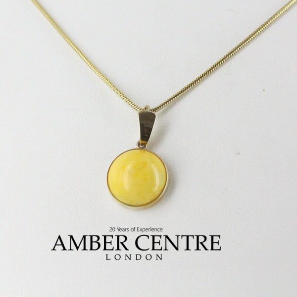 Italian Made Milky Butterscotch German Baltic Amber Pendant In 9ct solid Gold GP0016y RRP£225!!!