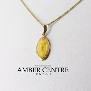 Italian Butterscotch German Baltic Amber Pendant in 9ct solid Gold-GP0017Y RRP£195!!!