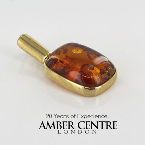 Italian Made Modern Elegant German Baltic Amber Pendant in 9ct solid Gold GP0018 RRP£145!!!