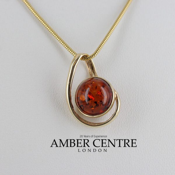 Italian Made Elegant Modern German Baltic Amber Pendant in 9ct Gold- GP0019 RRP£175!!!