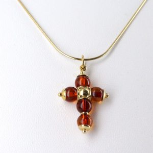 Italian Hand Made Elegant German Baltic Amber Cross Pendant in 18ct solid Gold GP0023M RRP£500!!!