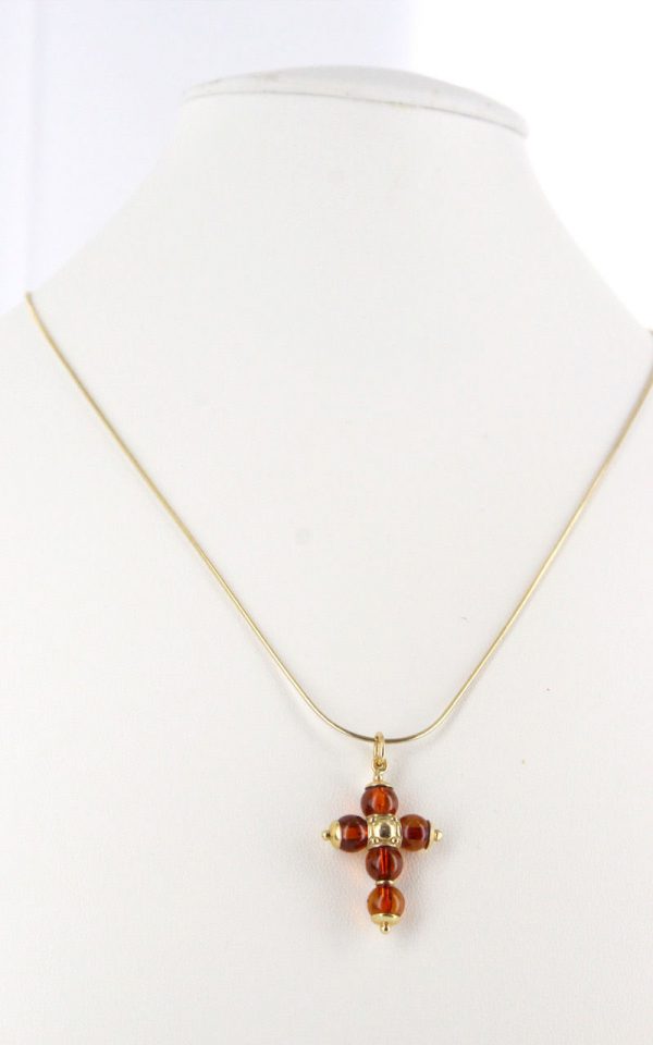 Italian Hand Made Elegant German Baltic Amber Cross Pendant in 18ct solid Gold GP0023M RRP£500!!!