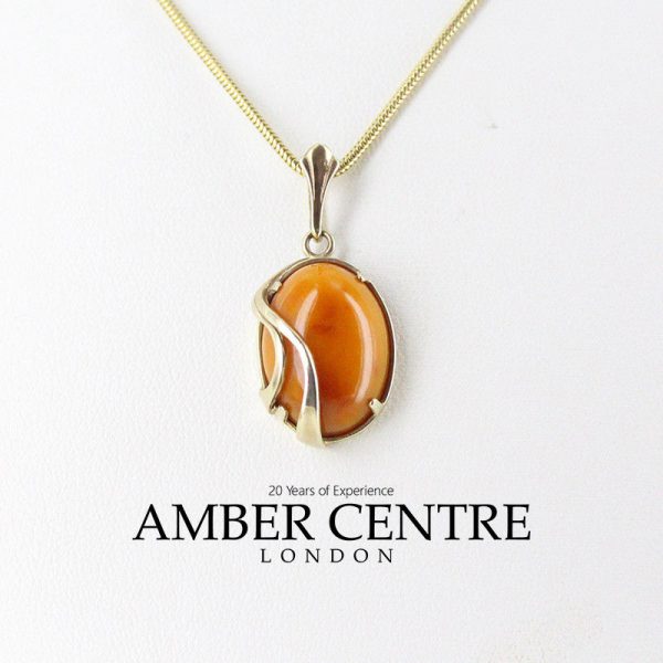 Antique Butterscotch Classic Elegant German Baltic Amber Pendant In 9ct Italian solid Gold GP0024Y RRP£295!!!