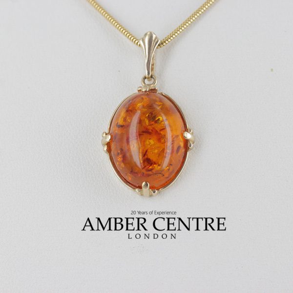 Italian Made German Baltic Amber Pendant in 9ct Gold - GP0034 RRP£195!!!