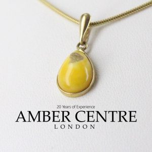 Milky Butterscotch Natural German Baltic Amber Pendant In 9ct solid Italian Gold GP0037Y RRP£125!!!