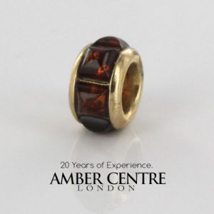 Italian Made Pandora, Trollbeads compatible German Baltic Amber Pendant/Charm in 9ct solid Gold -GP0038 RRP£175!!!