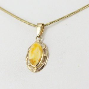 Italian Made Butterscotch German Baltic Amber Pendant in 9ct Gold-GP0040Y RRP£195!!!