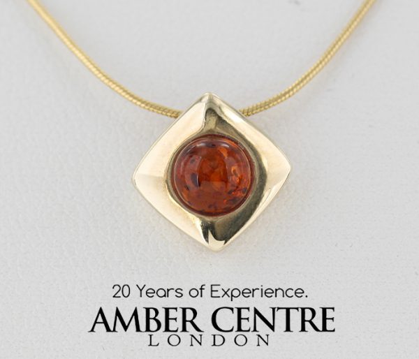 Italian Made Modern Elegant German Baltic Amber Pendant in 9ct solid Gold -GP0041 RRP£95!!!