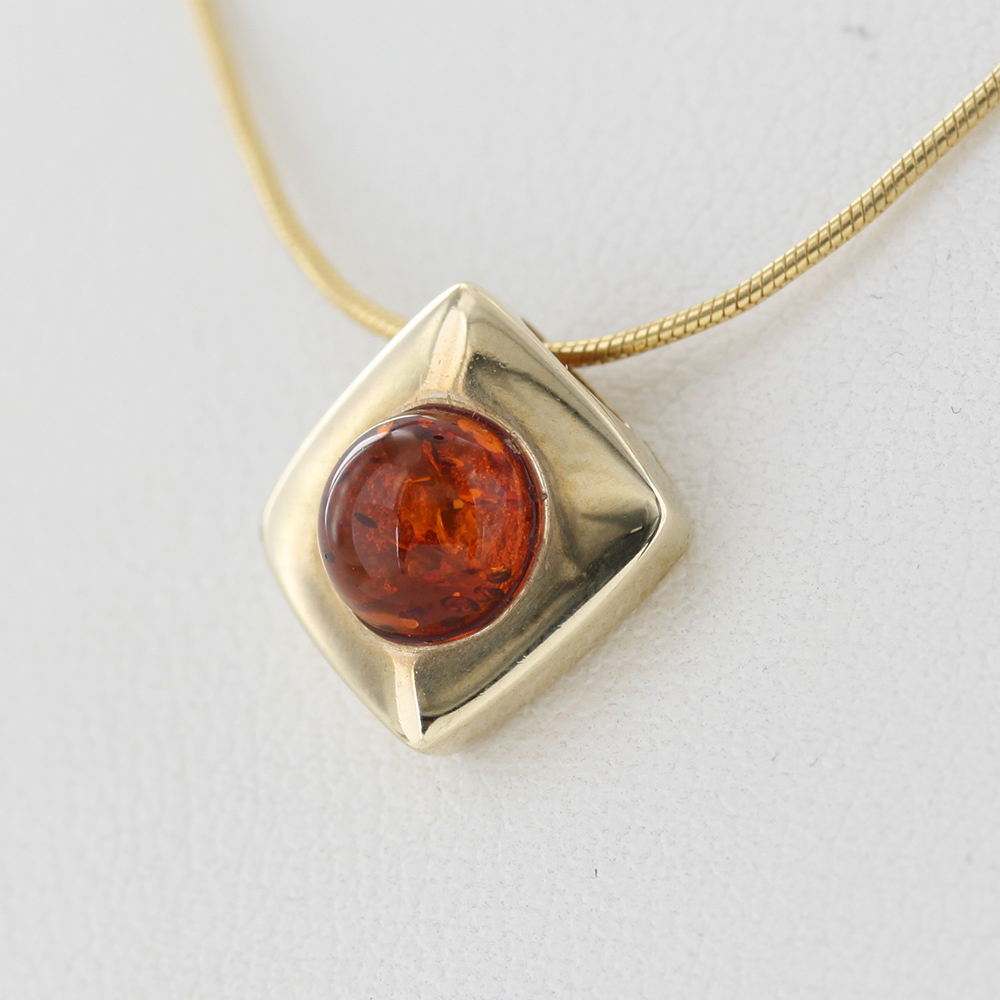 Italian Made Modern Elegant German Baltic Amber Pendant in 9ct solid Gold -GP0041 RRP£95!!!