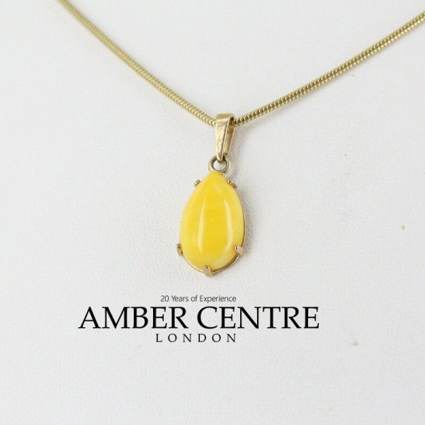 Italian made Butterscotch German Baltic Amber Pendant in 9ct solid Gold-GP0041Y RRP£145!!!