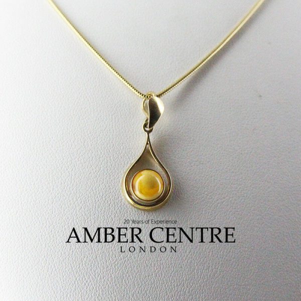 Italian Handmade German Butterscotch Amber Pendant in 9ct solid Gold-GP0042Y RRP£150!!!