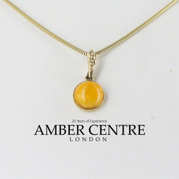 Antique German Butterscotch Baltic Amber Pendant in 9ct solid Italian Gold-GP0046Y RRP£125!!!