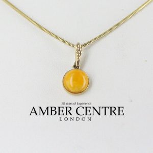 Antique German Butterscotch Baltic Amber Pendant in 9ct solid Italian Gold-GP0046Y RRP£125!!!