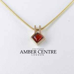 Italian Made Modern Elegant German Baltic Amber Pendant in 9ct Gold - GP0047 RRP£145!!!