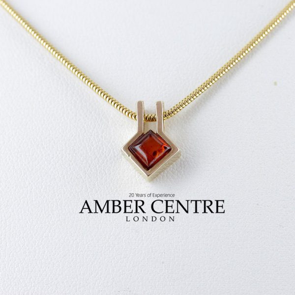 Italian Made Modern Elegant German Baltic Amber Pendant in 9ct Gold - GP0047 RRP£145!!!