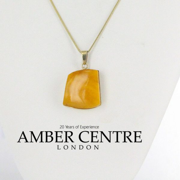 Antique German Butterscotch Baltic Amber Pendant in 9ct solid Italian Gold-GP0049Y RRP£725!!!
