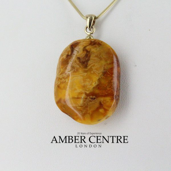 Antique Butterscotch German Baltic Amber Pendant in 9ct solid Italian Gold-GP0050Y RRP£925!!!