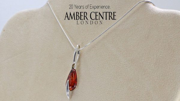 Amber Pendant Modern Baltic German 925 Silver PE0052 RRP£60!!! Free Silver Chain