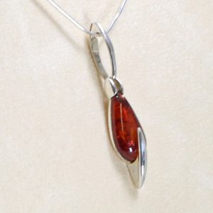 Amber Pendant Modern Baltic German 925 Silver PE0052 RRP£60!!! Free Silver Chain