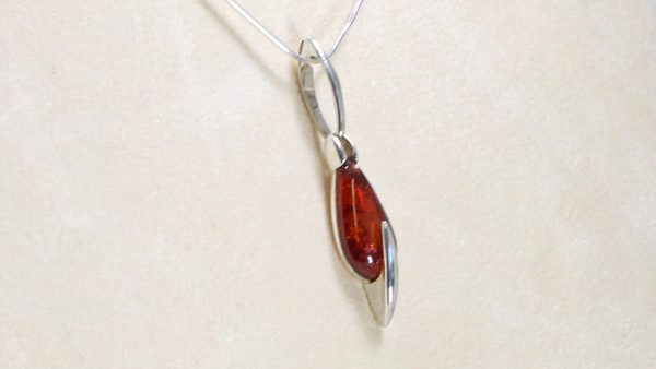 Amber Pendant Modern Baltic German 925 Silver PE0052 RRP£60!!! Free Silver Chain