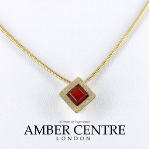 Italian Made Modern German Baltic Amber Pendant in 9ct Matt Gold - GP0052M RRP£95!!!