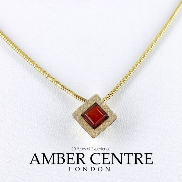 Italian Made Modern German Baltic Amber Pendant in 9ct Matt Gold - GP0052M RRP£95!!!